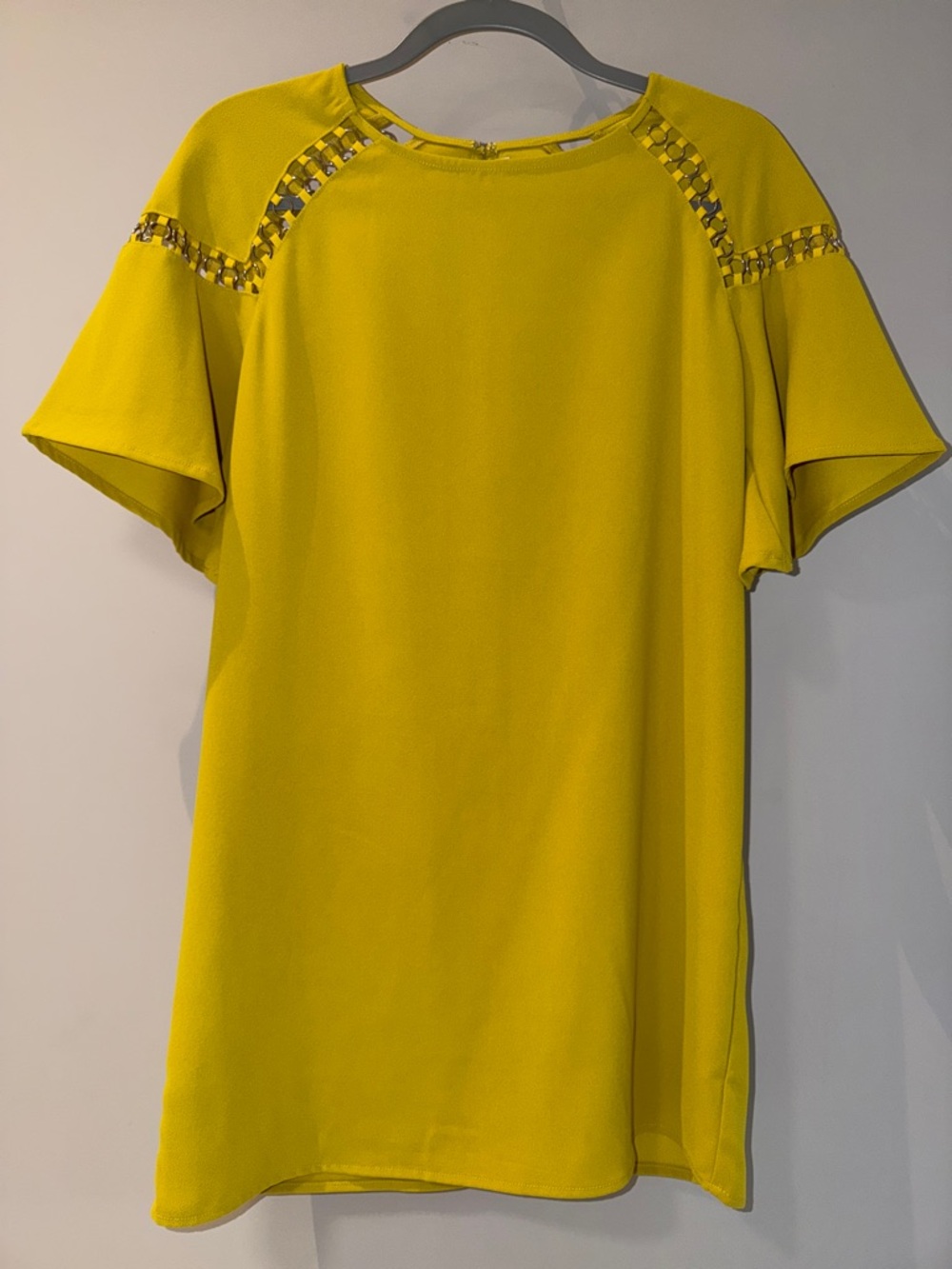 Molly Bracken Bright Yellow Cutout Sleeve Shift Dress